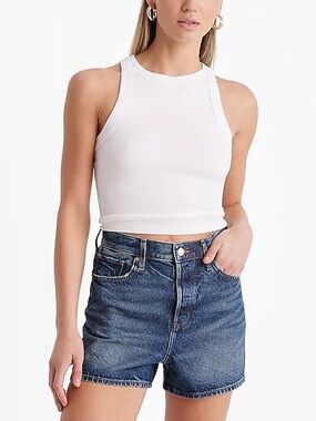 Express Super High Waisted Medium Wash Jean Shorts size 14